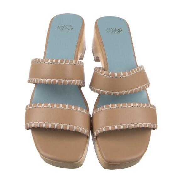 FRANCES VALENTINE Leather Sandals Clogs Wooden Soles Platform Slides Italy 9 EUC - Picture 4 of 13